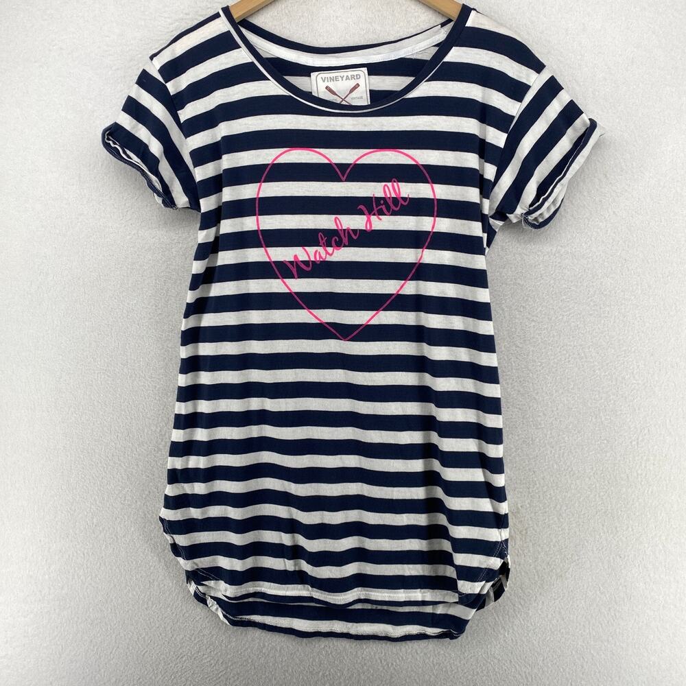 VINEYARD CREW Tunic Womens M WATCH HILL Rhode Island Striped Dress Cotton Blue